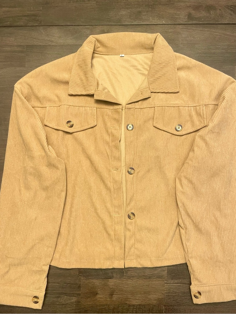 Corduroy Button-Front Jacket in Tan NEVER WORN - Picture 1 of 5
